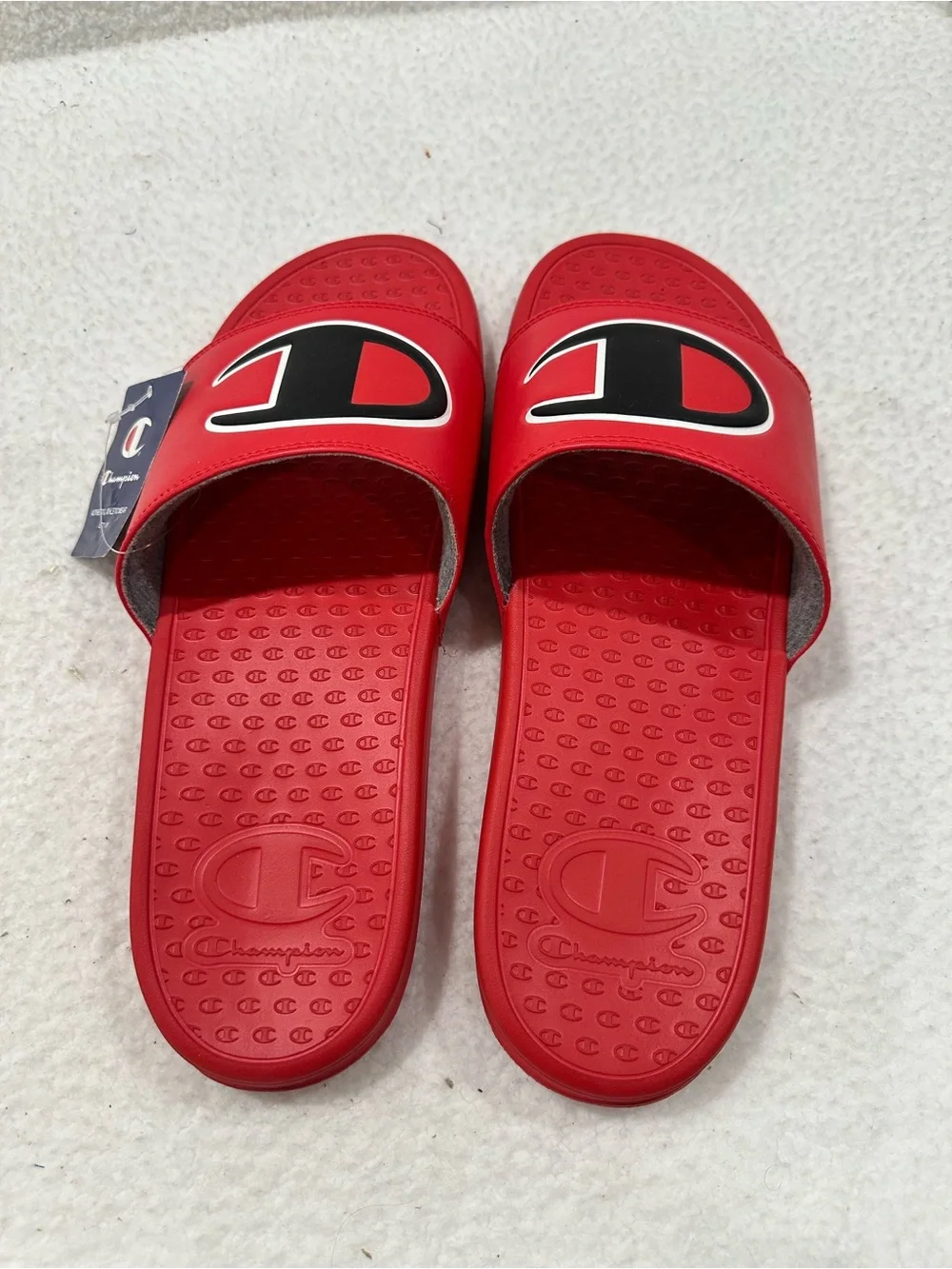 Champion Red Slide Sandals